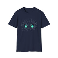 Macabre Threads Navy Web Encounter T-Shirt – Gothic Eyes in Web Graphic Tee