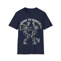 Macabre Threads Navy Bone to Dance T-Shirt – Dancing Skeleton Gothic Tee