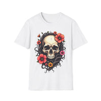 Macabre Threads White Vivid Skull – Skull with Flowers Shirt