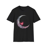 Macabre Threads Black Mystic Moon – Gothic Crescent Heart T-Shirt