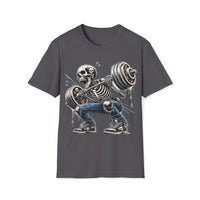 Macabre Threads Charcoal Dead Weight - Skeleton Lifting Shirt for Gym Rats & Goth Lifters