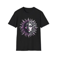 Macabre Threads Black Gothic Celestials T-Shirt – Sun and Moon Face Graphic Tee