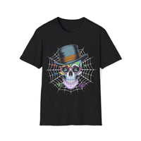 Macabre Threads Black Intellectual Macabre Skull with Top Hat T Shirt – Gothic Gentleman Tee