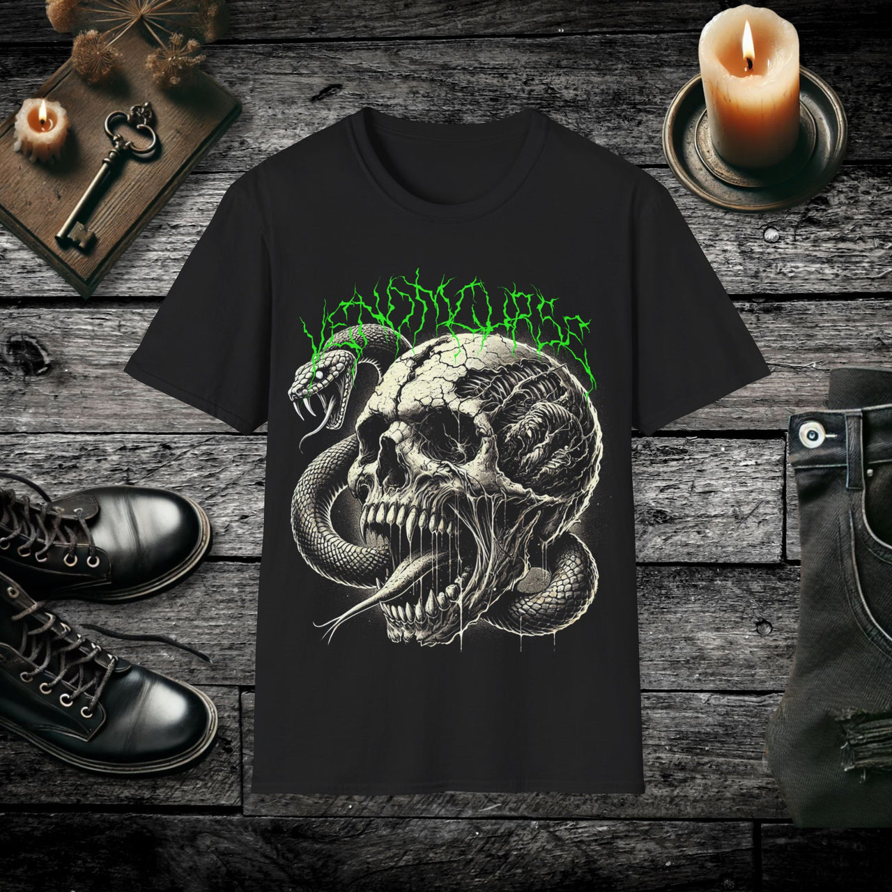 Venomcurse – Skull and Snake T-Shirt