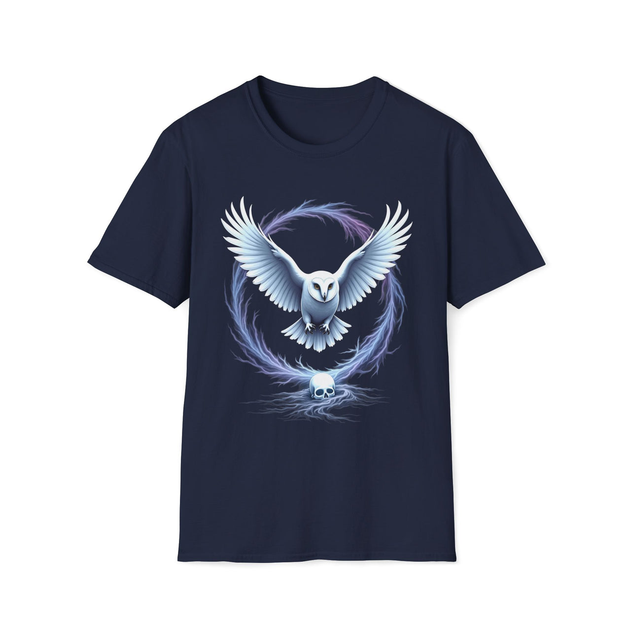 Macabre Threads Navy Ethereal Portal – Mystical Owl T-Shirt