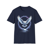 Macabre Threads Navy Ethereal Portal – Mystical Owl T-Shirt
