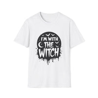 Macabre Threads White Witch Vibes T-Shirt – I’m With the Witch Gothic Tee