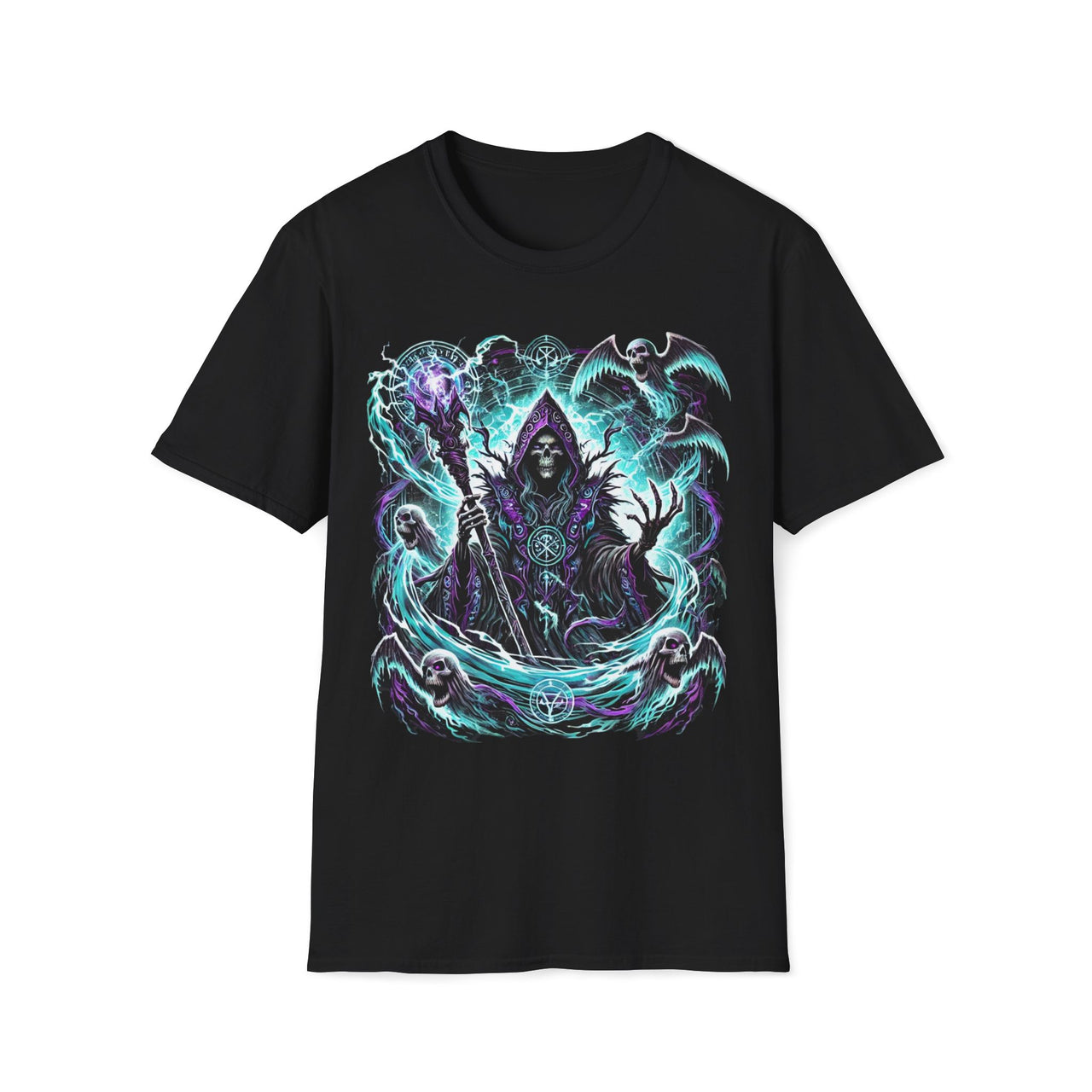 Macabre Threads Black Spectral Sovereign – Grim Reaper Sorcerer T-Shirt