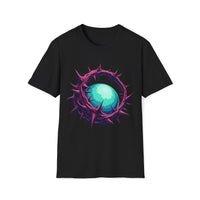 Macabre Threads Black Luminous Maze T-Shirt – Gothic Orb and Thorns Graphic Tee