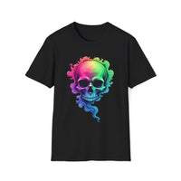 Macabre Threads Black Psychedelic Skull – Neon Skull Shirt