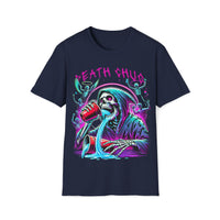 Macabre Threads Navy Death Chug – Grim Reaper Party T-Shirt