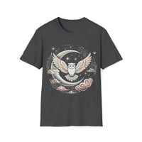 Macabre Threads Dark Heather Celestial Guardian – Moon Owl T-Shirt