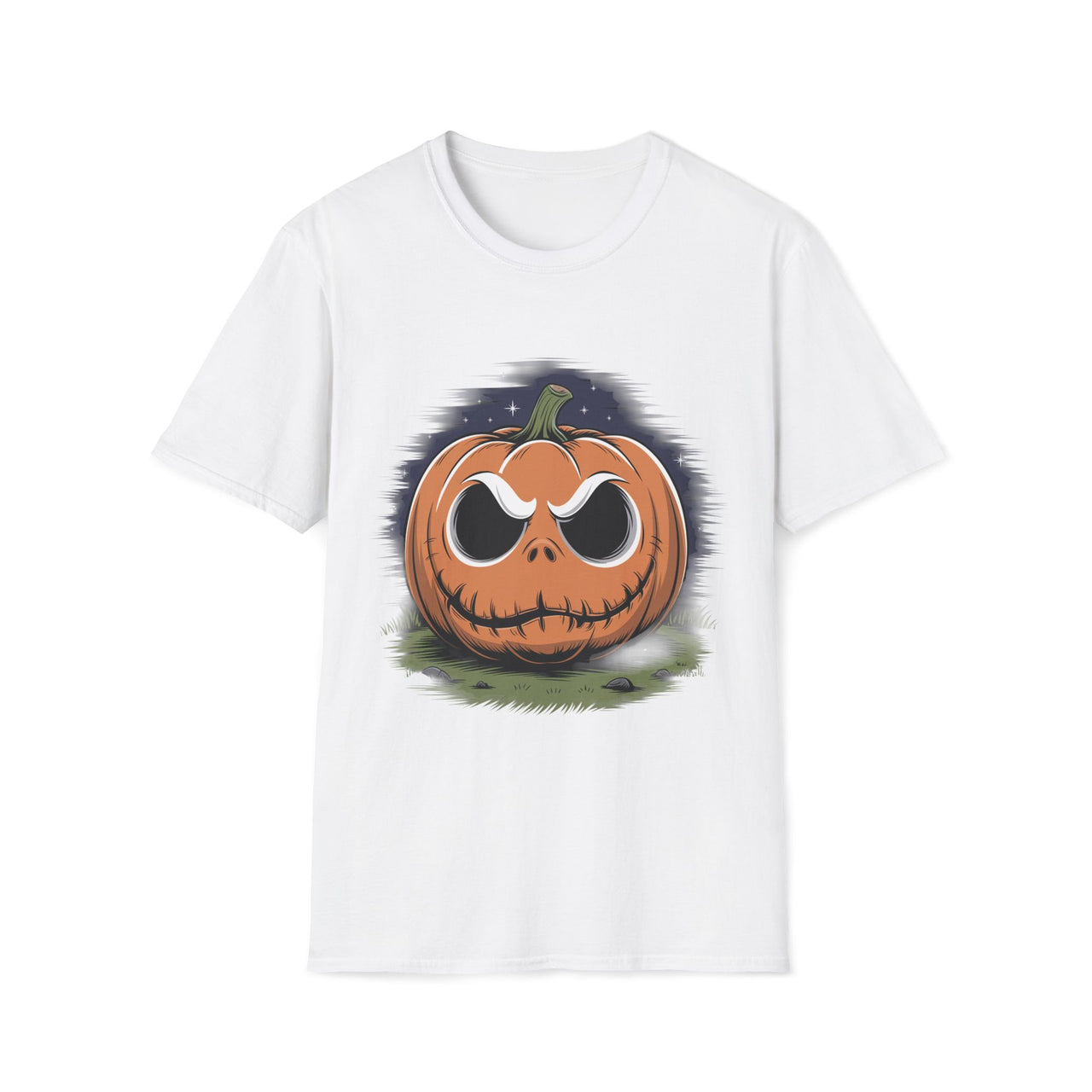 Macabre Threads White Scary Pumpkin Shirt – Creepy Jack-O’-Lantern Halloween Tee