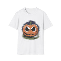 Macabre Threads White Scary Pumpkin Shirt – Creepy Jack-O’-Lantern Halloween Tee