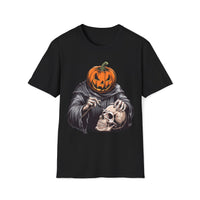 Macabre Threads Black Pumpkin Head T-Shirt – Creepy Halloween Skull Tee