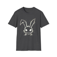 Macabre Threads Dark Heather Wicked Hare T-Shirt – Gothic Sketch Bunny Design