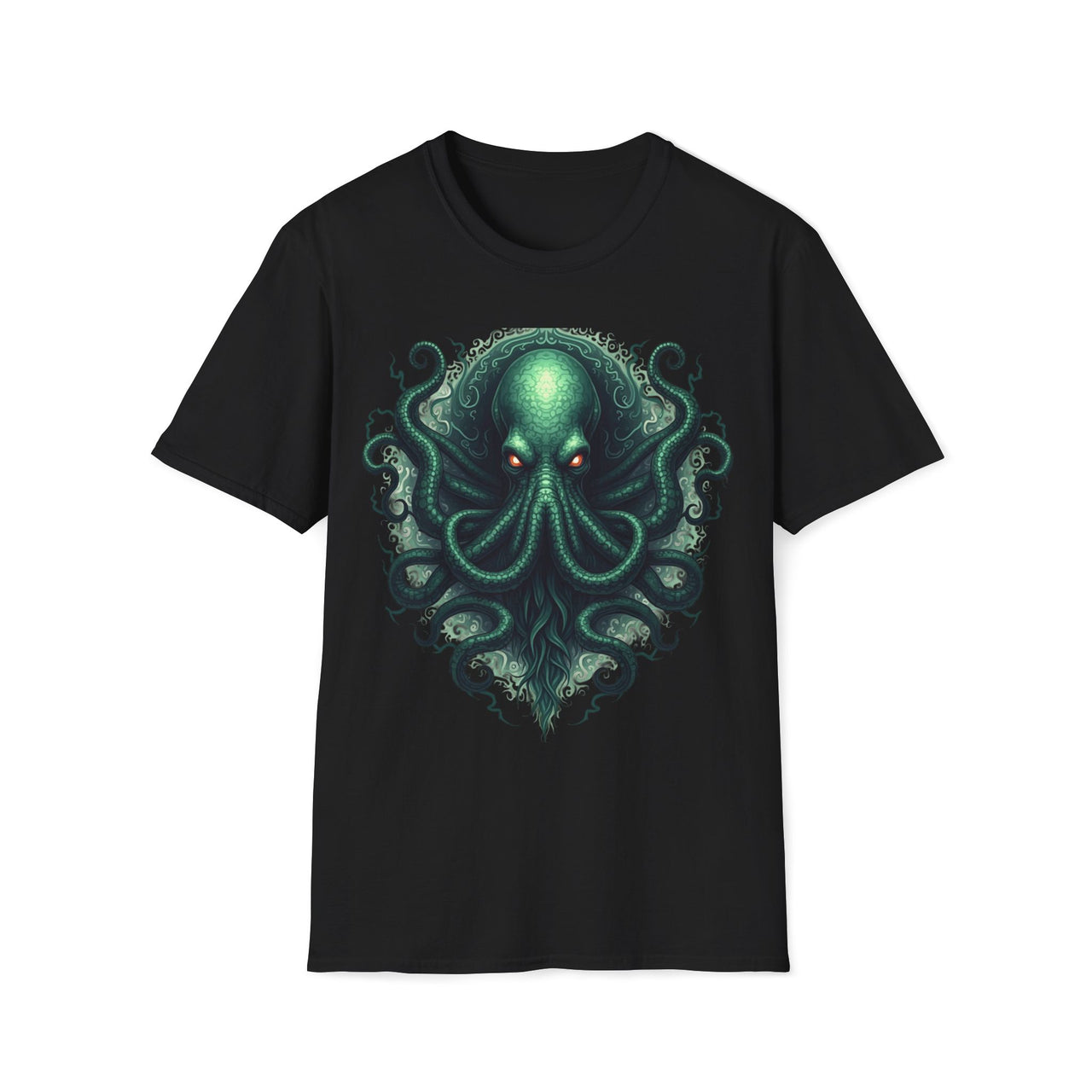 Macabre Threads Black Cthulhu Enigma T-Shirt – Cosmic Horror Tentacle Design