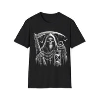 Macabre Threads Black Abyss Walker – Grim Reaper Hourglass T-Shirt