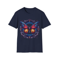 Macabre Threads Navy Ethereal Wings – Cosmic Butterfly T-Shirt