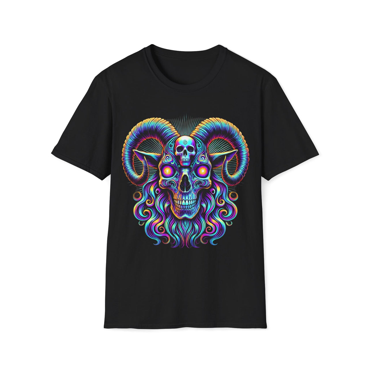 Macabre Threads Black Psychedelic Baphomet T-Shirt – Trippy Gothic Goat Skull Tee