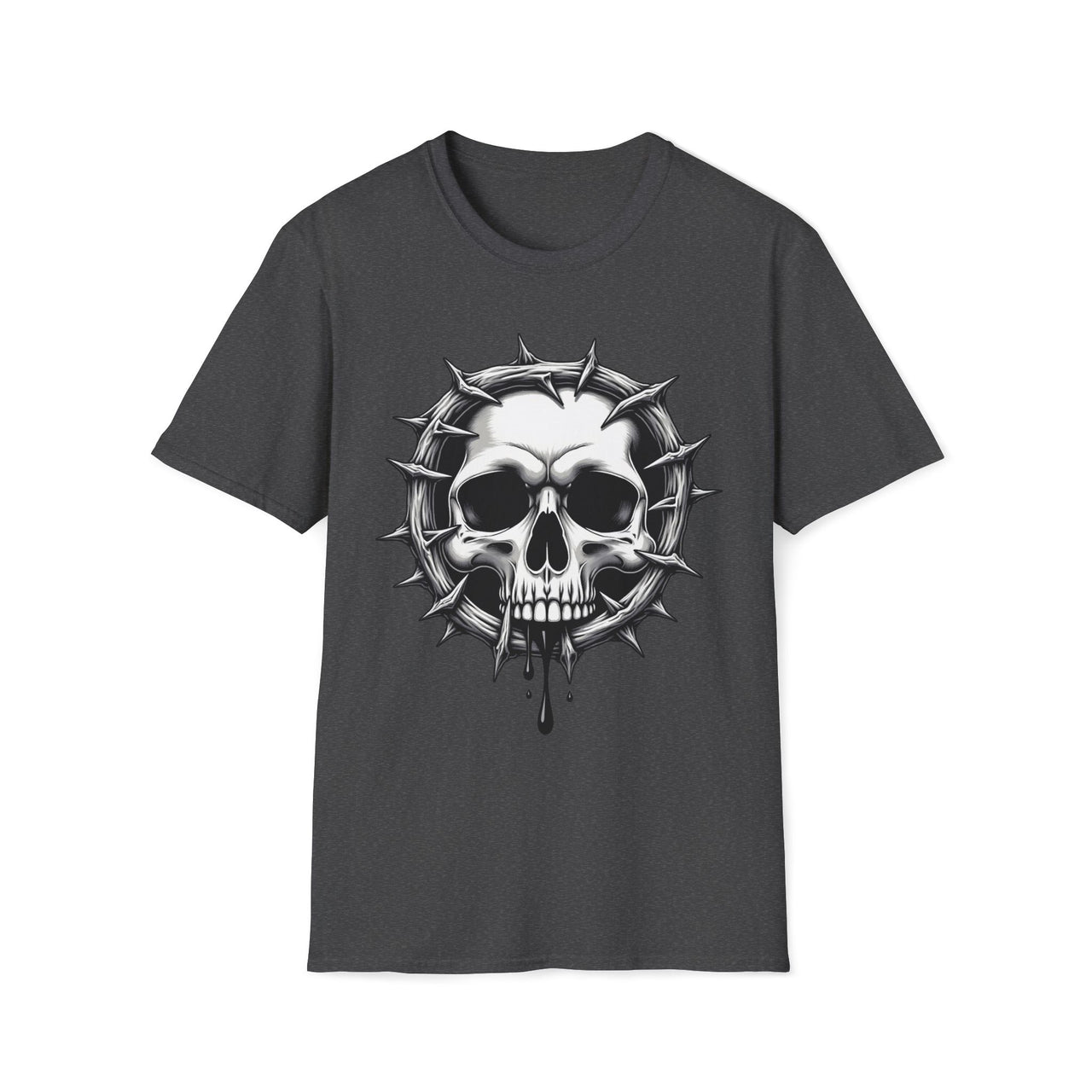 Macabre Threads Dark Heather Gothic Skull Thorned Skull T Shirt – Dark Gothic Graphic Tee