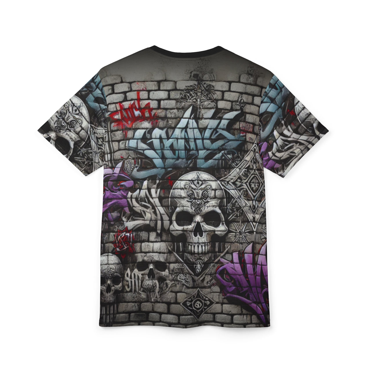 Macabre Threads Graffiti Requiem All-Over Print T-Shirt – Urban Gothic Street Art Tee