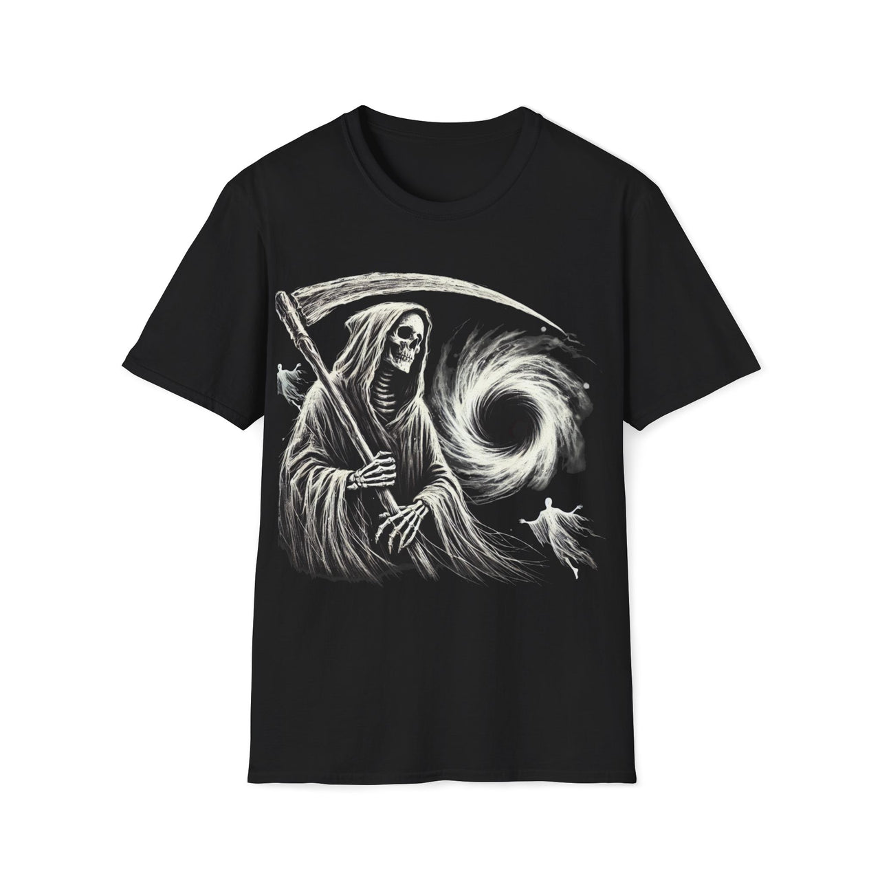 Macabre Threads Black Cosmic Descent – Grim Reaper Black Hole T-Shirt