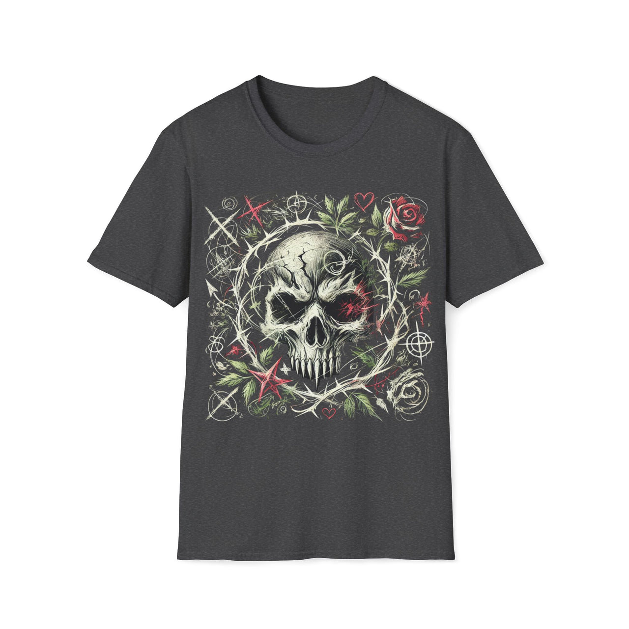 Macabre Threads Dark Heather Thorned Eternity – Thorn Skull Shirt