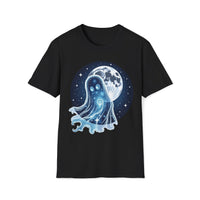 Macabre Threads Black Lunar Apparition T-Shirt – Cosmic Ghost Moon Graphic Tee
