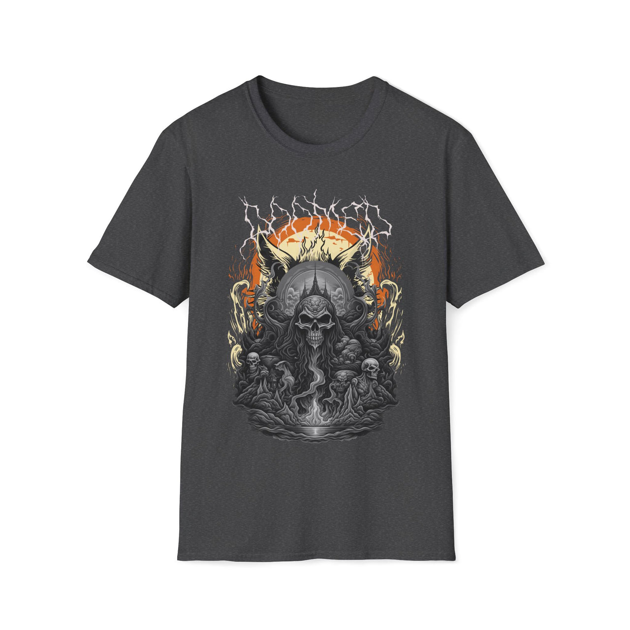 Macabre Threads Dark Heather Doomed Skull Art T Shirt – Apocalyptic Gothic Skull Tee
