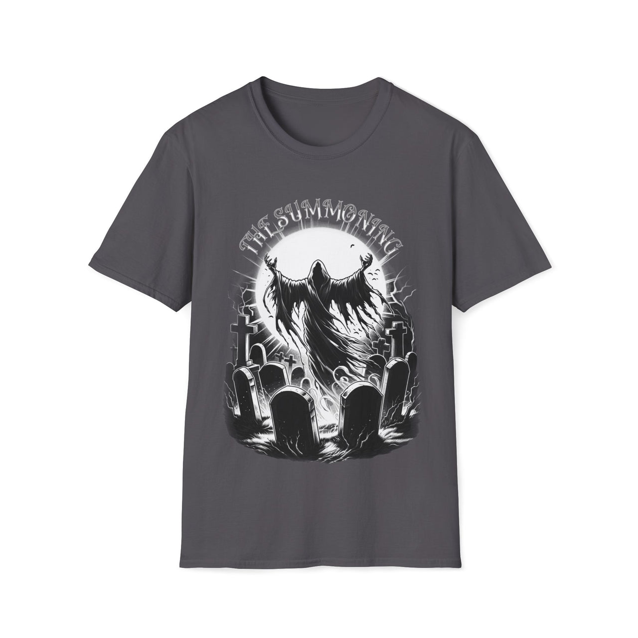 Macabre Threads Charcoal The Summoning – Grim Reaper Graveyard T-Shirt