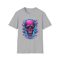 Macabre Threads Sport Grey Bat Swirl Skull T Shirt – Neon Gothic Bat Skull Tee