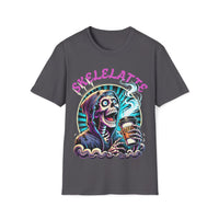 Macabre Threads Charcoal Skelelatte T-Shirt – Gothic Coffee Skeleton Tee