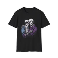 Macabre Threads Black Eternal Embrace T-Shirt – Gothic Skeleton Love Tee