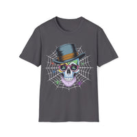Macabre Threads Charcoal Intellectual Macabre Skull with Top Hat T Shirt – Gothic Gentleman Tee