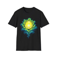 Macabre Threads Black Orb Glow T-Shirt – Gothic Luminous Orb Graphic Tee