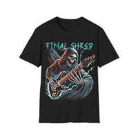 Macabre Threads Black Strings of Fate – Grim Reaper Guitar T-Shirt