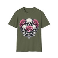 Macabre Threads Fractal Fusion – Floral Skull Shirt