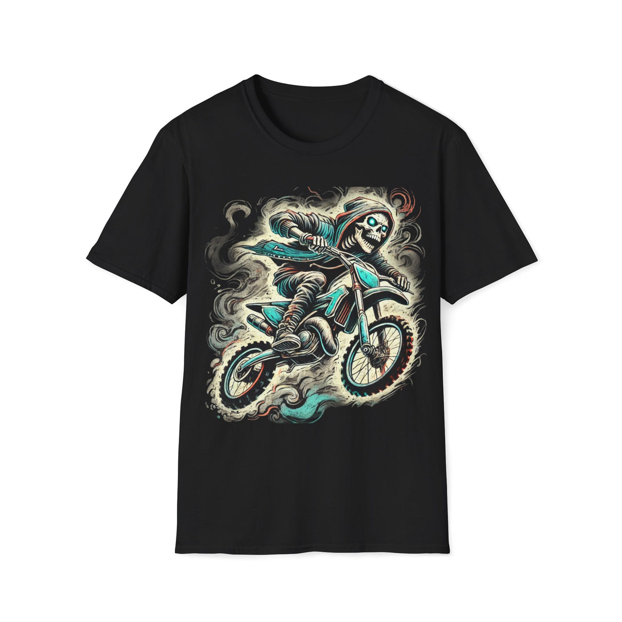 Macabre Threads Black Reckless Rider – Grim Reaper Dirt Bike T-Shirt