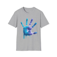 Macabre Threads Sport Grey Liquid Impression T-Shirt – Dripping Robotic Handprint Tee