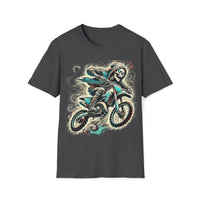 Macabre Threads Dark Heather Reckless Rider – Grim Reaper Dirt Bike T-Shirt