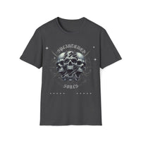 Macabre Threads Dark Heather Splintered Souls Skull Graphic Tee – Cracked Gothic Skull T-Shirt