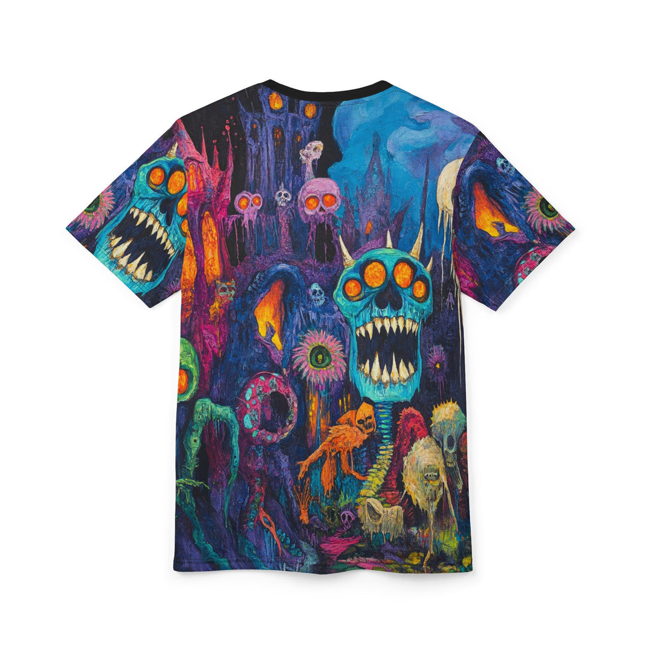 Macabre Threads Nightmare Carnival All-Over Print T-Shirt – Psychedelic Horror Carnival Tee