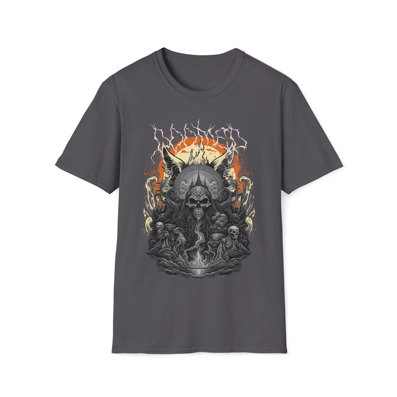 Macabre Threads Charcoal Doomed Skull Art T Shirt – Apocalyptic Gothic Skull Tee