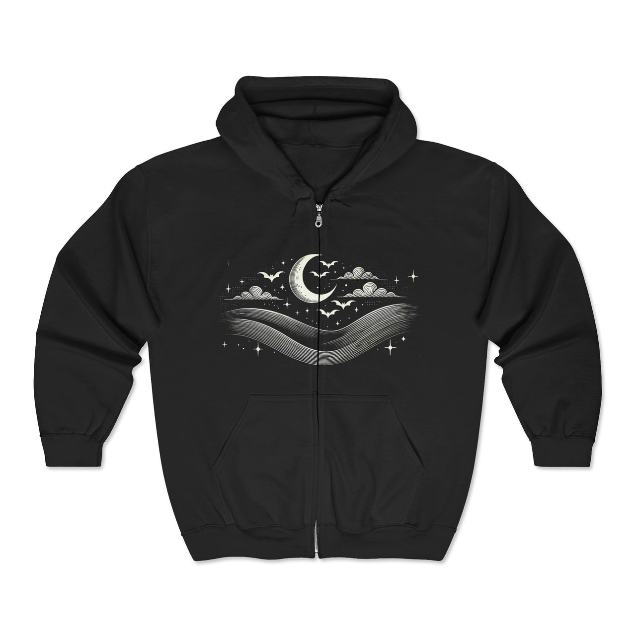 Moonlit Batscape Hoodie (full zip)