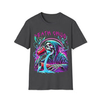 Macabre Threads Dark Heather Death Chug – Grim Reaper Party T-Shirt