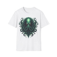 Macabre Threads White Cthulhu Enigma T-Shirt – Cosmic Horror Tentacle Design