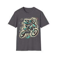 Macabre Threads Charcoal Reckless Rider – Grim Reaper Dirt Bike T-Shirt