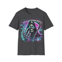 Macabre Threads Dark Heather Digital Reaper – Cyberpunk Grim Reaper T-Shirt