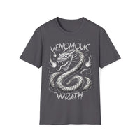 Macabre Threads Charcoal Venomous Wrath T-Shirt – Coiled Serpent Horror Tee
